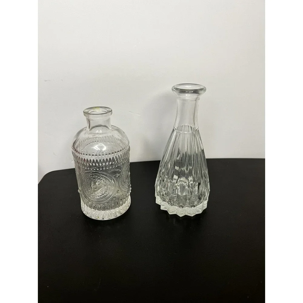 2 Wedding Party Supplies Hydroponic Glass Flower Vase  Embossed Decorative Plant